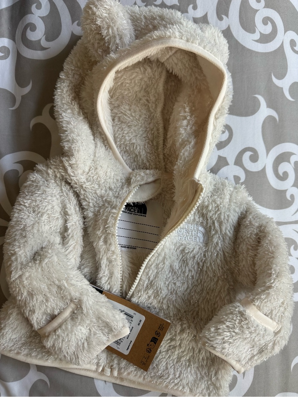 The North Face Cream Teddy Hooded Jacket for Kids